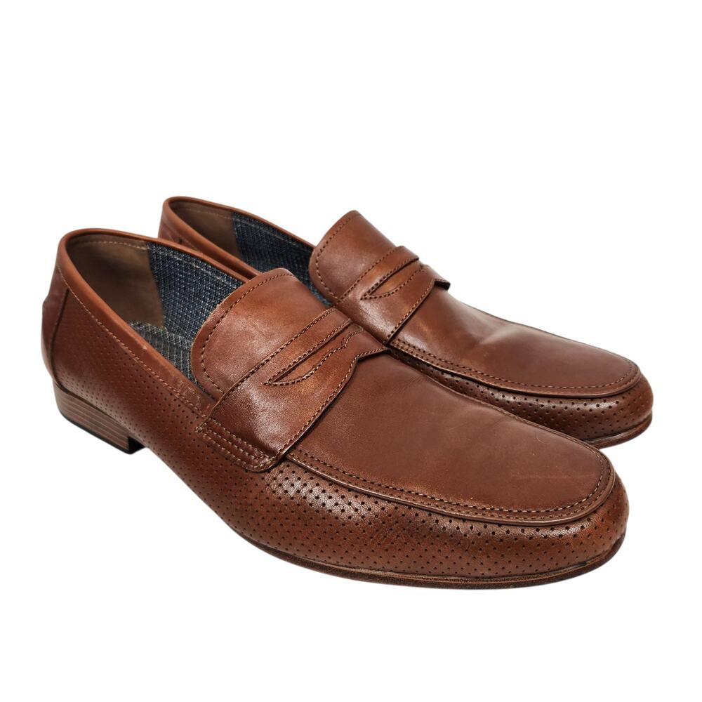 Bar III Men's Peyton Brown Leather Penny Loafers Size 11.5